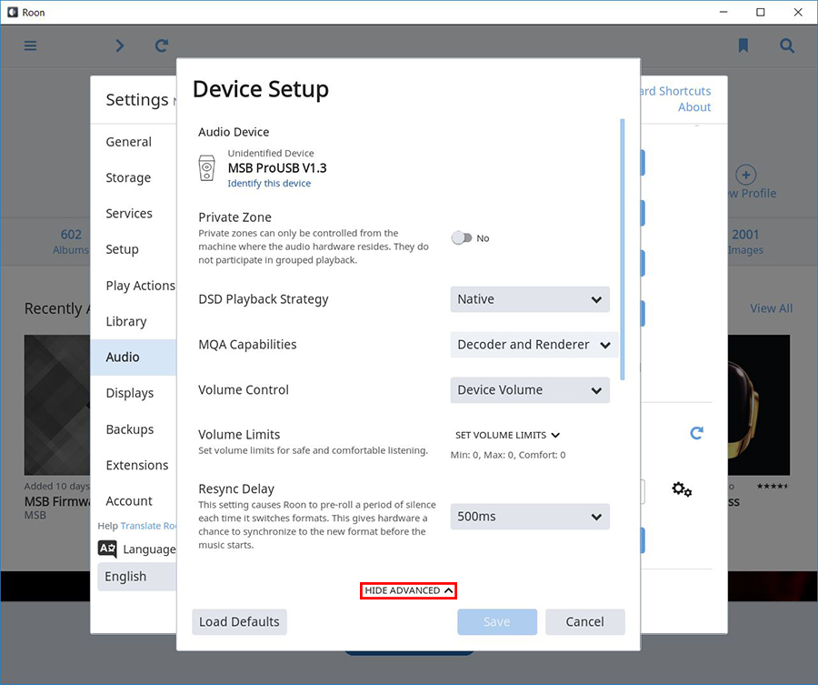 Roon setup for MSB Technology USB Input - Step 3B Part 1 - 900px